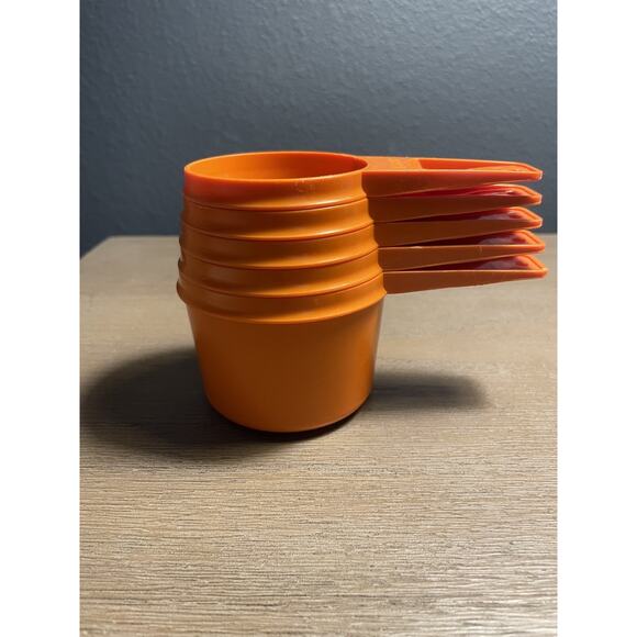 Tupperware Measuring Stacking Cups Set of 5 Orange VTG 1970sRetro-1 cup missing - Picture 2 of 8